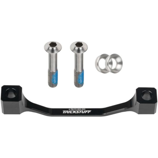 Trickstuff Postmount Adapter 203/223 Fox Schwarz inkl. Titanschrauben, f&uuml;r Fox Gabel  Schwarz, Silber