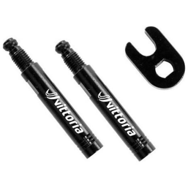 Vittoria Ventilverl&auml;ngerung + 20 mm 2er Set inklusive Ventilschl&uuml;sse schwarz  Schwarz 20 mm