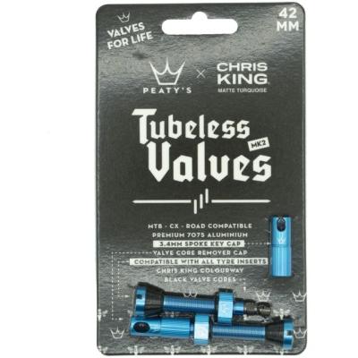 Peaty's Ventil Chris King TL MKII 42mm t&uuml;rkies  Turquoise 42 mm Produktbild 1