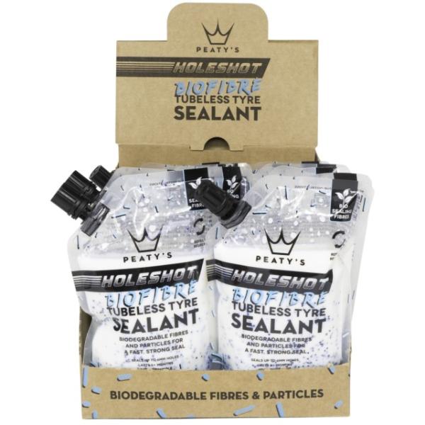 Peaty's Reifendichtmittel Holeshot Biofiber 12x120ml Display Box  Weiss, Blau 120 ml