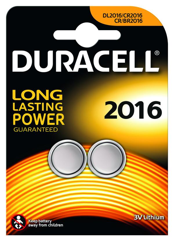 Duracell Batterie CR2016 3V Lithium Knopfzelle 2er-Blister 