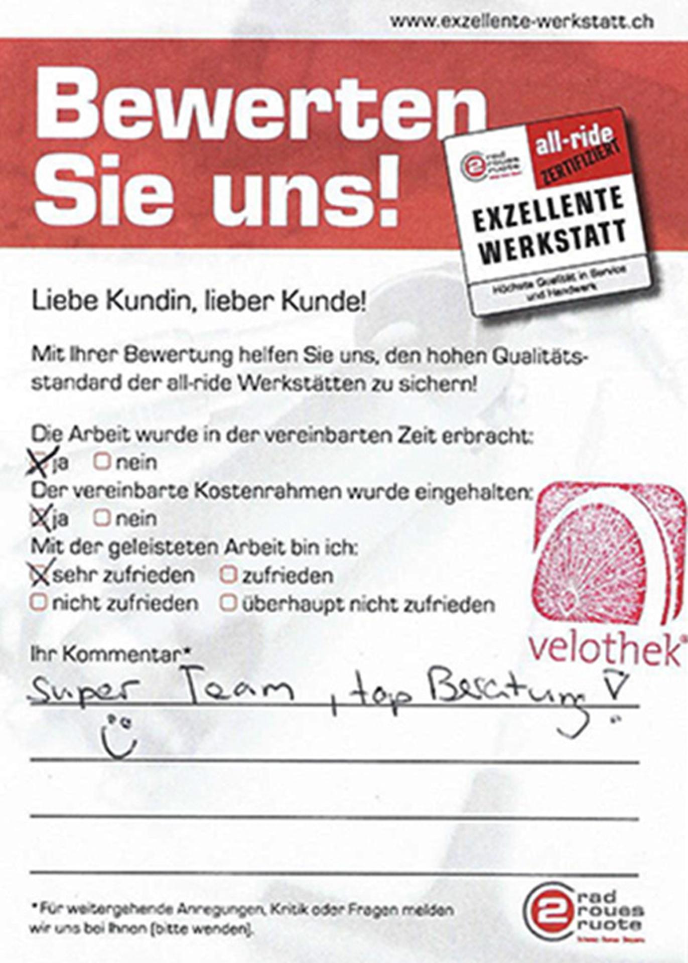  - Velothek AG B&uuml;tschwil