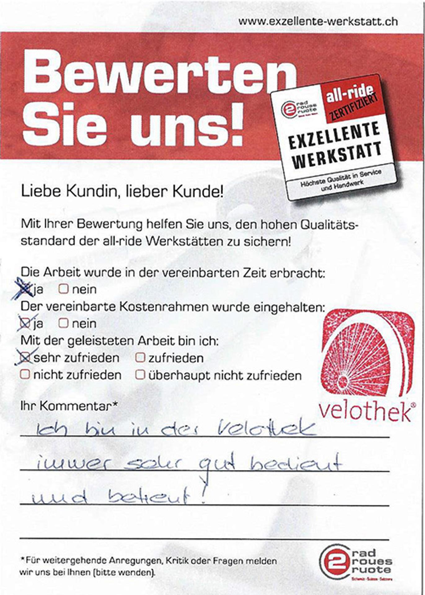  - Velothek AG B&uuml;tschwil